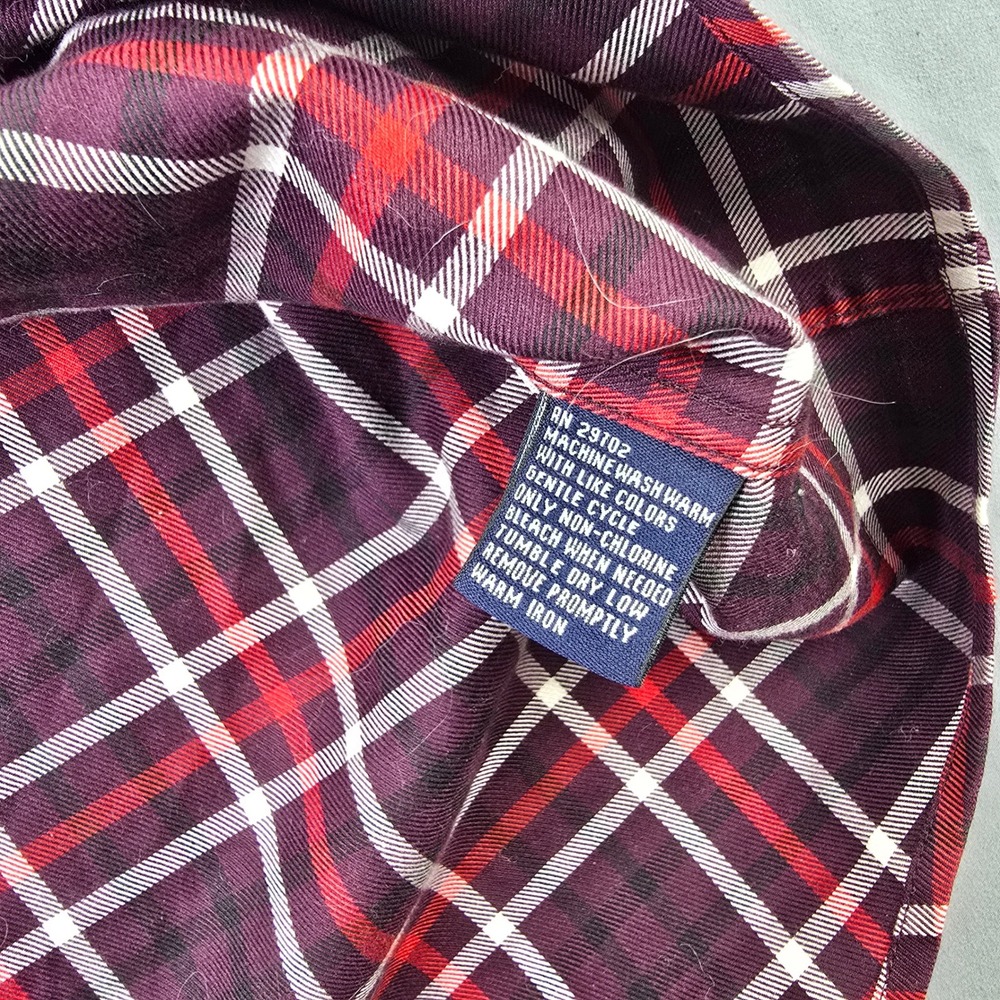 Oxford Golf Mens Super Dry Plaid Button Down Shirt Purple Red Cotton Large‎ L - Picture 7 of 9
